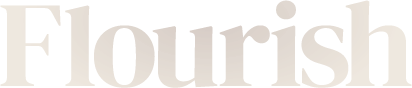 Flourish typographic logo in serif font